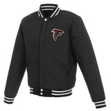 Atlanta Falcons - JH Design Reversible Fleece Jacket with Faux Leather Sleeves - Black/White