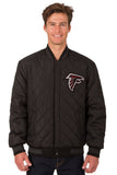 Atlanta Falcons Wool & Leather Reversible Jacket w/ Embroidered Logos - Black