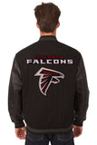 Atlanta Falcons Wool & Leather Reversible Jacket w/ Embroidered Logos - Black