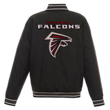 Atlanta Falcons Poly Twill Varsity Jacket - Black