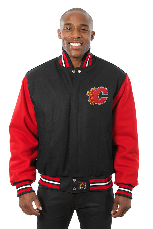 Calgary Flames Handmade All Wool Two-Tone Jacket - Black/Red - J.H. Sports Jackets