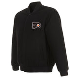 Philadelphia Flyers Reversible Wool Jacket Embroidered Logos- JH Design - Black