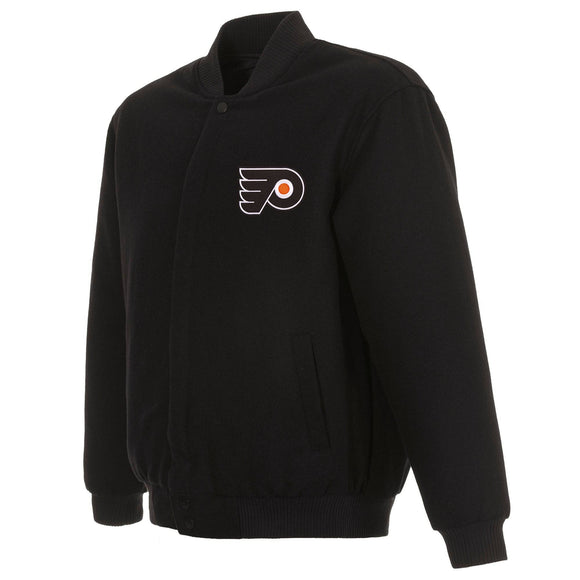 Philadelphia Flyers Reversible Wool Jacket Embroidered Logos JH Design- Black