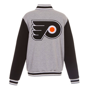 NHL Philadelphia Flyers  JH Design Two-Tone Reversible Fleece Jacket - Gray/Black