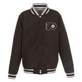 NHL Philadelphia Flyers  JH Design Two-Tone Reversible Fleece Jacket - Gray/Black