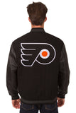 Philadelphia Flyers Wool & Leather Reversible Jacket w/ Embroidered Logos - Black