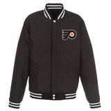 Philadelphia Flyers JH Design Reversible Fleece Jacket with Faux Leather Sleeves - Black/White