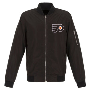 Philadelphia Flyers JH Design Lightweight Nylon Bomber Jacket – Black