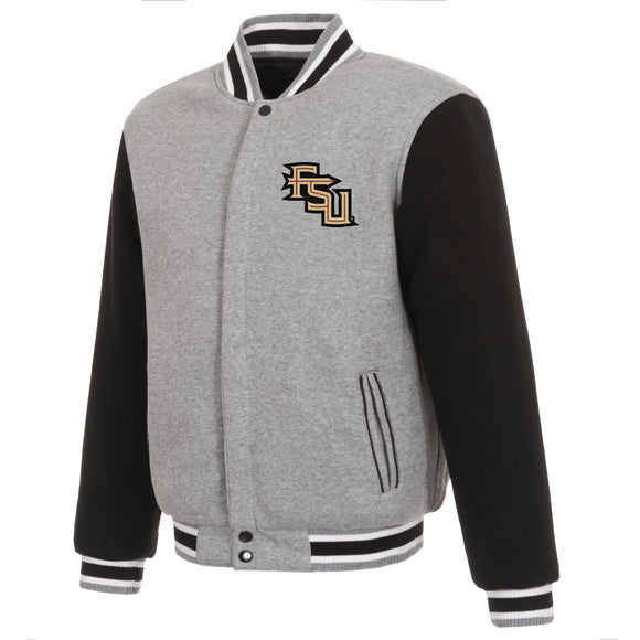 Florida State Seminoles Two-Tone Reversible Fleece Jacket - Gray/Black - J.H. Sports Jackets