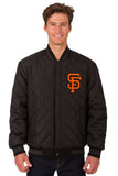 San Francisco Giants Wool & Leather Reversible Jacket w/ Embroidered Logos - Black