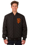 San Francisco Giants Wool & Leather Reversible Jacket w/ Embroidered Logos - Charcoal/Black