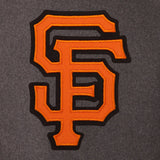 San Francisco Giants Wool & Leather Reversible Jacket w/ Embroidered Logos - Charcoal/Black