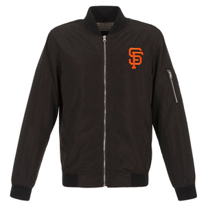 San Francisco Giants JH Design Lightweight Nylon Bomber Jacket – Black