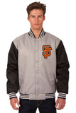 San Francisco Giants Poly Twill Varsity Jacket - Gray/Black