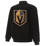 Vegas Golden Knights Reversible Wool Jacket  Embroidered Logos JH Design- Black