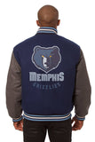 Memphis Grizzlies Embroidered Wool Jacket - Navy/Grey