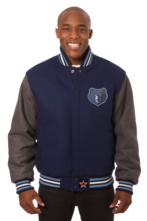 Memphis Grizzlies Embroidered Wool Jacket - Navy/Grey - J.H. Sports Jackets