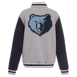 Memphis Grizzlies JH Design Two-Tone Reversible Fleece Jacket - Gray/Navy