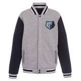 Memphis Grizzlies JH Design Two-Tone Reversible Fleece Jacket - Gray/Navy