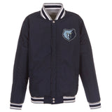 Memphis Grizzlies JH Design Two-Tone Reversible Fleece Jacket - Gray/Navy