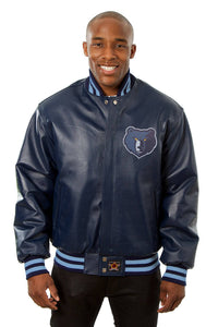 Memphis Grizzlies Full Leather Jacket - Navy