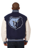 Memphis Grizzlies Domestic Two-Tone Wool and Leather Jacket-Navy