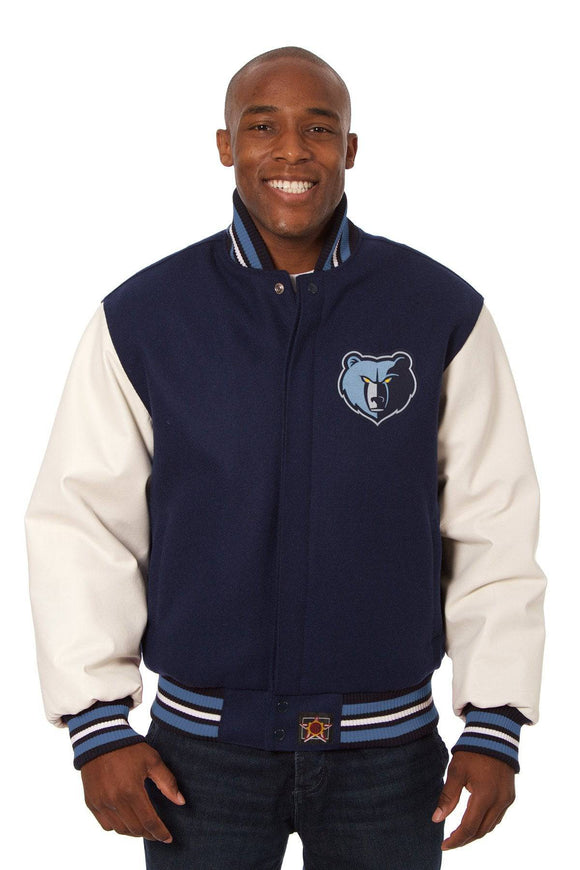 Memphis Grizzlies Domestic Two-Tone Wool and Leather Jacket-Navy