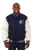 Memphis Grizzlies Domestic Two-Tone Wool and Leather Jacket-Navy