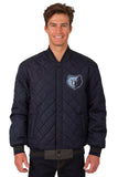 Memphis Grizzlies Wool & Leather Reversible Jacket w/ Embroidered Logos - Charcoal/Navy