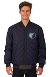 Memphis Grizzlies Wool & Leather Reversible Jacket w/ Embroidered Logos - Charcoal/Navy