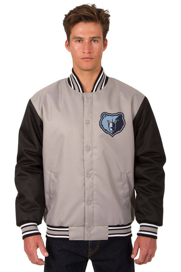 Memphis Grizzlies Poly Twill Varsity Jacket - Gray/Black