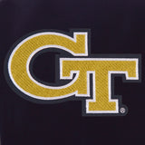 Georgia Tech Yellow Jackets JH Design Reversible Fleece Jacket with Faux Leather Sleeves - Navy/White - J.H. Sports Jackets