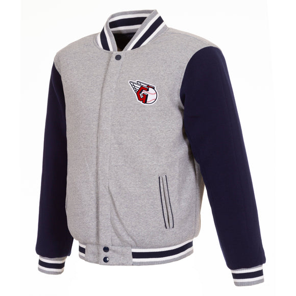 Cleveland Guardians Two-Tone Reversible Fleece Jacket - Gray/Navy