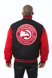 Atlanta Hawks Embroidered Handmade Wool Jacket - Black/Red