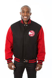 Atlanta Hawks Embroidered Handmade Wool Jacket - Black/Red