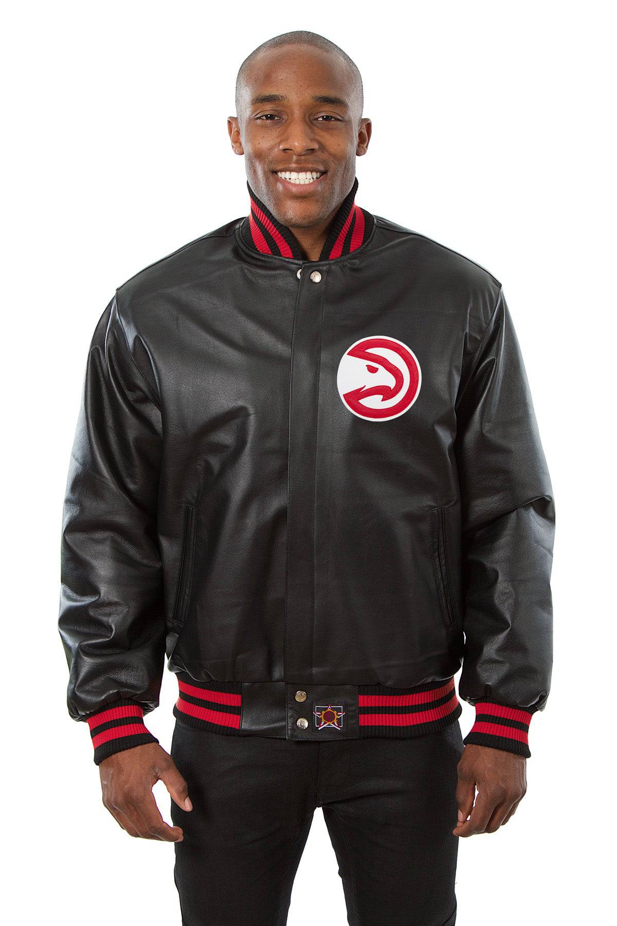 Atlanta Hawks Full Leather Jacket - Black | J.H. Sports Jackets