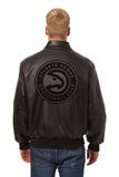 Atlanta Hawks Full Leather Jacket - Black/Black