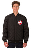 Atlanta Hawks Wool & Leather Reversible Jacket w/ Embroidered Logos - Black