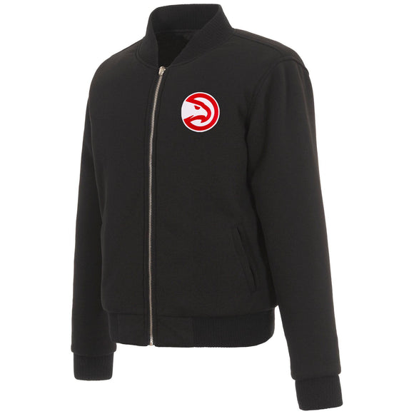 Atlanta Hawks JH Design Reversible Women Fleece Jacket - Black