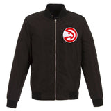 Atlanta Hawks JH Design Lightweight Nylon Bomber Jacket – Black