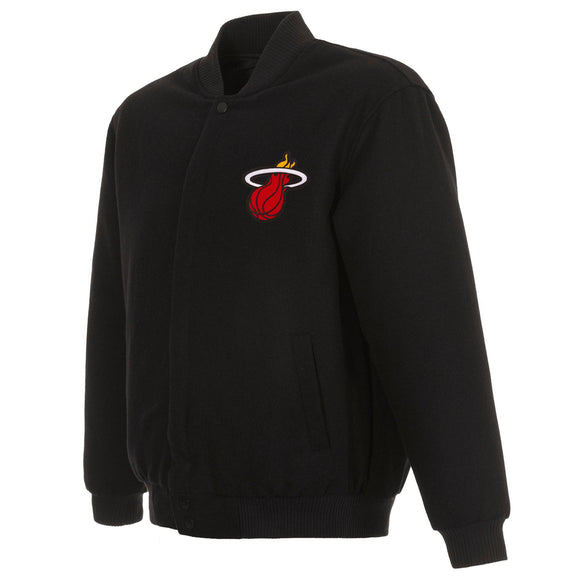 Miami Heat Reversible Wool Jacket - Embroidered Logos JH Design Black