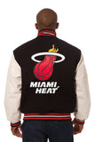 Miami Heat Domestic Two-Tone Handmade Wool and Leather Jacket-Black/White