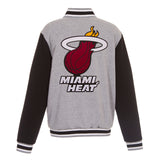 NBA Miami Heat JH Design Two-Tone Reversible Fleece Jacket - Gray/Black