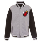 NBA Miami Heat JH Design Two-Tone Reversible Fleece Jacket - Gray/Black