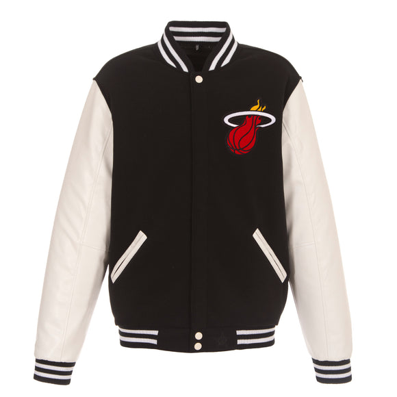 Miami Heat Two-Tone Reversible Fleece Jacket - Black/White - J.H. Sports Jackets