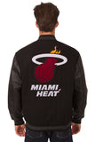 Miami Heat Wool & Leather Reversible Jacket w/ Embroidered Logos - Black