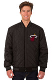 Miami Heat Wool & Leather Reversible Jacket w/ Embroidered Logos - Black