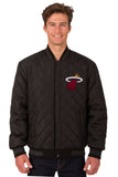 Miami Heat Wool & Leather Reversible Jacket w/ Embroidered Logos - Charcoal/Black