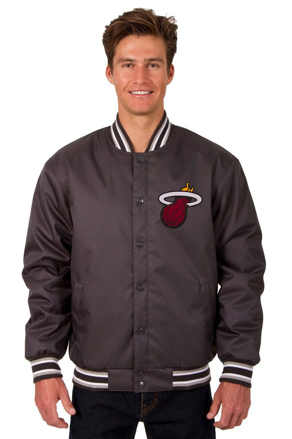 Miami Heat Poly Twill Varsity Jacket - JH Design Black