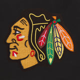 Chicago Blackhawks Reversible Wool Jacket Embroidered Logos -JH Design - Black